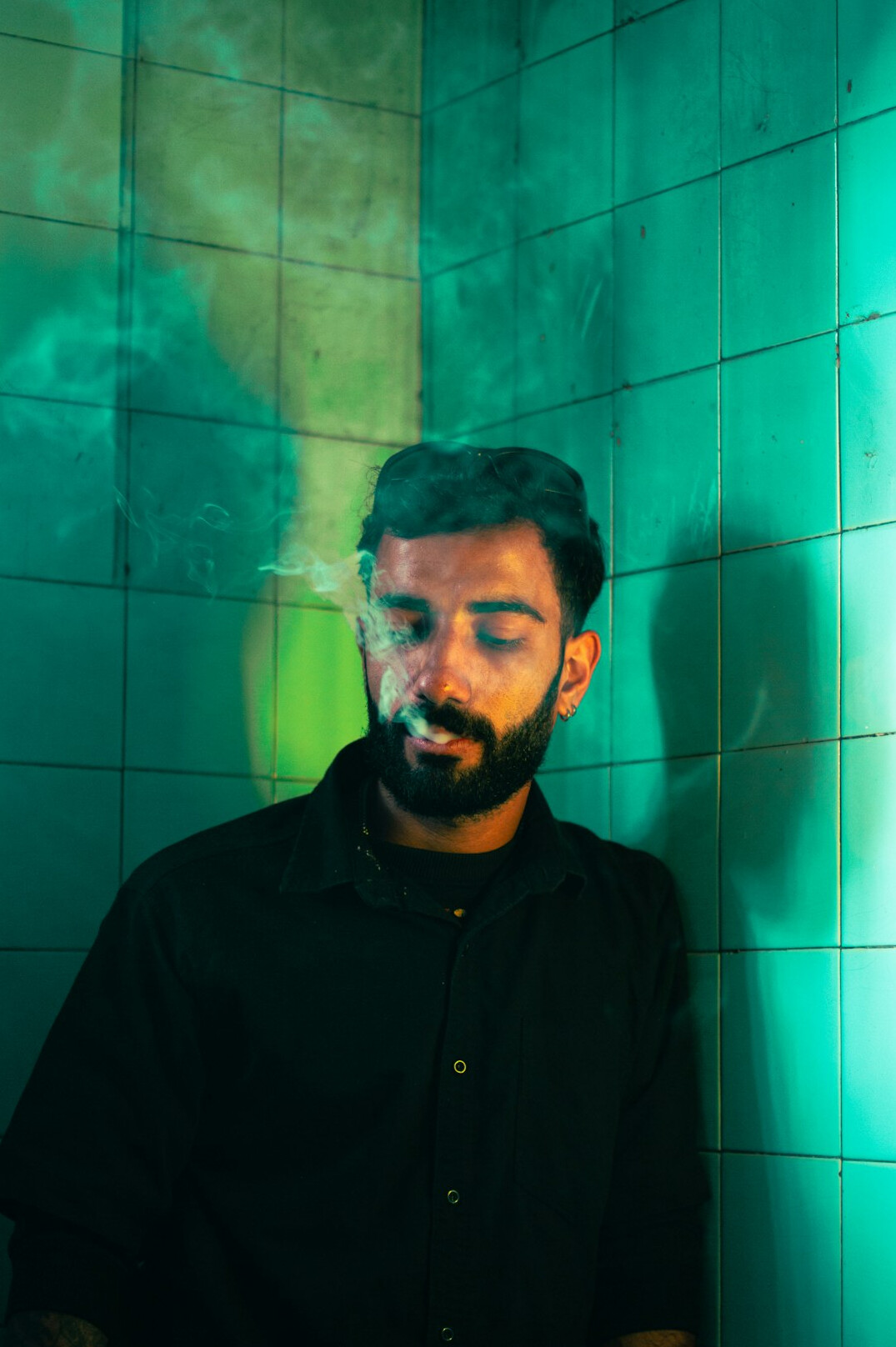 Portrait of a bearded man in a dark shirt